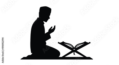 Ramadan Prayer Silhouette with Tasbih Beads