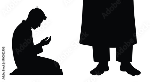 Ramadan Family Worship Icon Silhouette Graphic