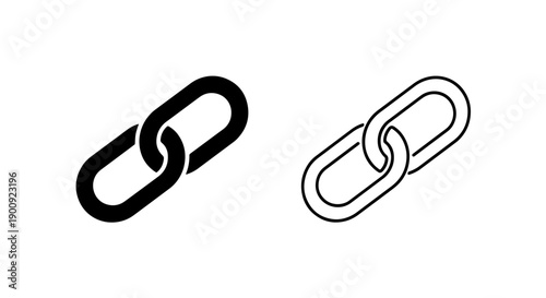 Solid and outline icons of linked chain segments, symbolizing connection and strength