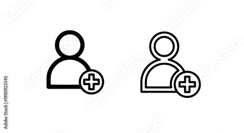 Two stylized person icons with plus signs inside circles, indicating adding contacts or users.