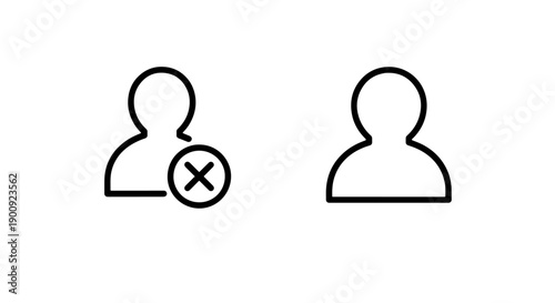 User icon with a cross symbol, indicating deletion or removal of a contact or account.
