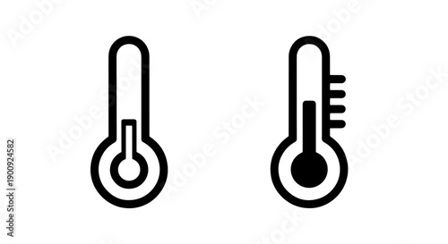Simple outline icons of two thermometers, one glass and one digital, on white