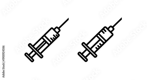 Outline icons of two syringes, a medical symbol of injection and treatment