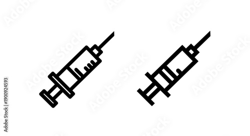 Vector icons of two syringes shown from different angles, symbolizing medical treatment