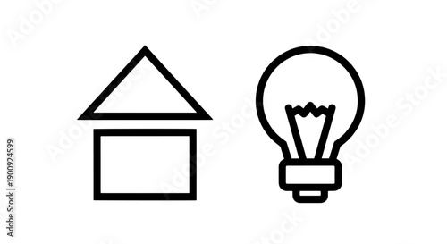 Icon of house and lightbulb symbolizing home renovation ideas and solutions
