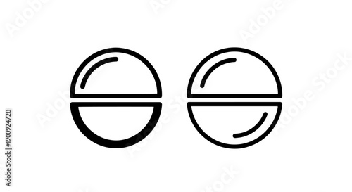 Outline icons of two round pills or tablets