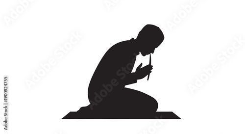 Ramadan Greeting Card Silhouette of Muslim Man