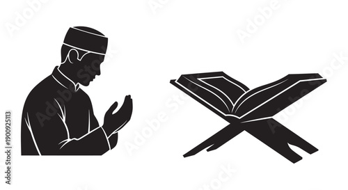 Ramadan Prayer Silhouette Wall Art Print