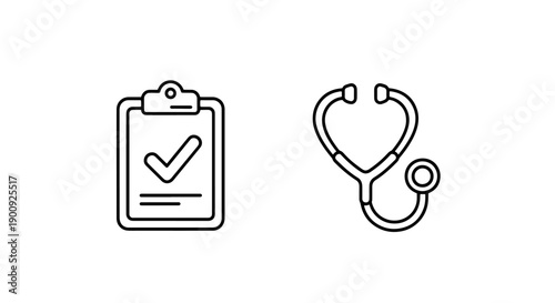 Medical checkup and stethoscope icons