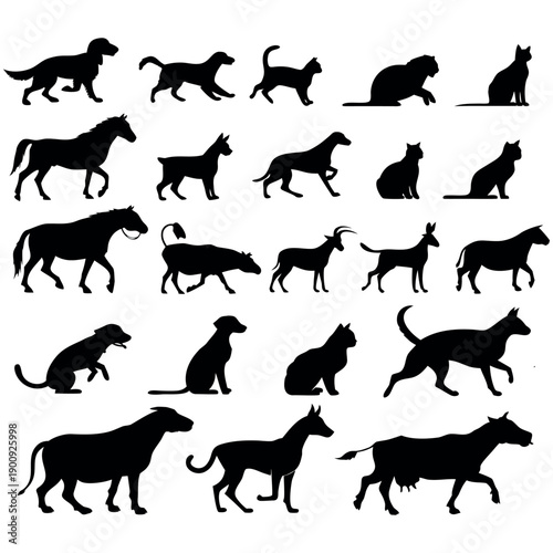 Pet & Farm Animal Silhouette Bundle – 30 Animal Icons for Pets, Livestock & Agriculture