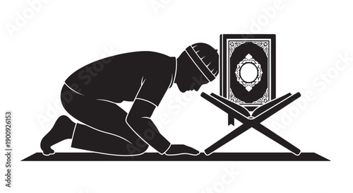 Elderly Muslim Praying in Ramadan Silence