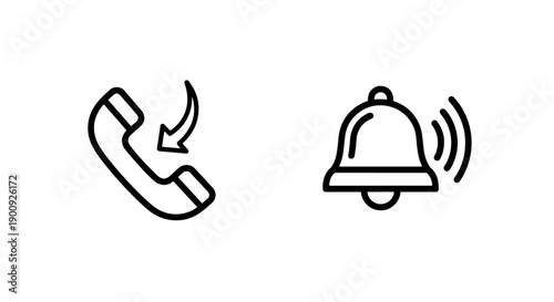 Icons representing a missed call and a bell notification