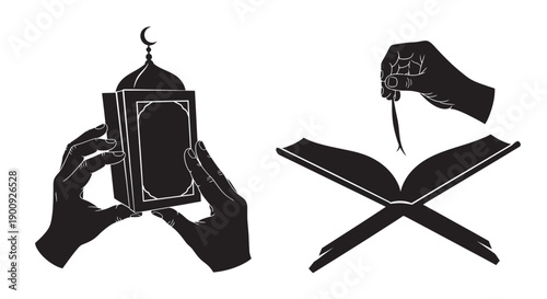 Ramadan Prayer Icon Silhouette Group Mosque