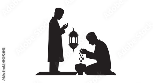 Ramadan Emblem Silhouette with Quran Stand