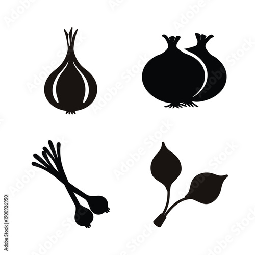 Black and white illustrations of common garden vegetables and herbs