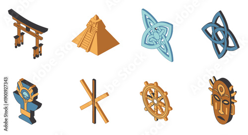 Collection of Cultural Symbols and Icons from Around the World.