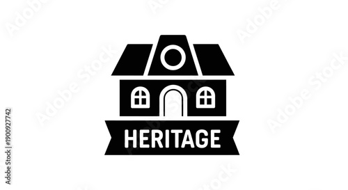 Heritage House Logo Design with Simple Building Icon.