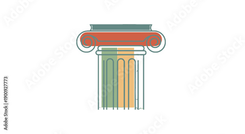 Colorful illustration of a classical Greek column capital.