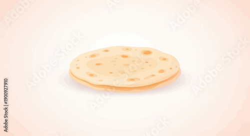 A round, flat, golden-brown baked flatbread with small air pockets