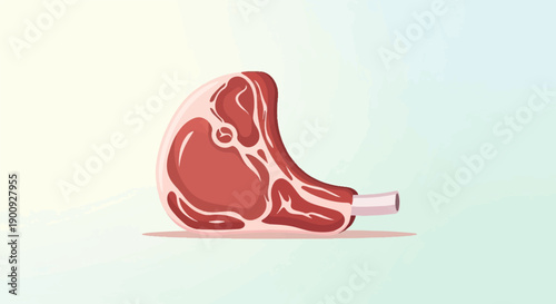 A single raw cut of meat on the bone, with marbled fat, isolated on a soft gradient background