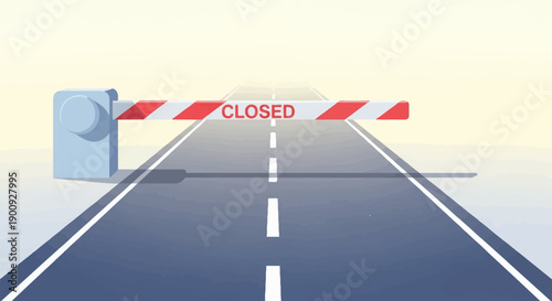 A road is blocked by a barrier with the word "CLOSED" written on it