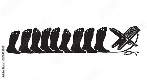 Elderly Muslim Worship Silhouette Pattern Design