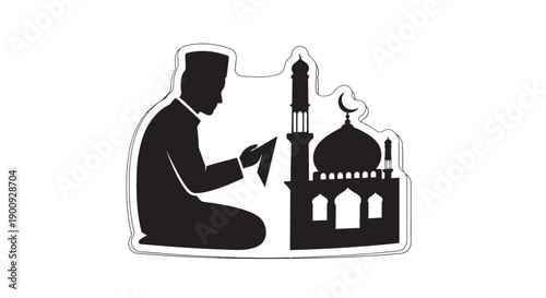 Ramadan Icon Silhouette Hands Bowing Quran
