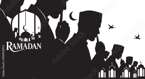 Ramadan Emblem Silhouette of Standing Prayer