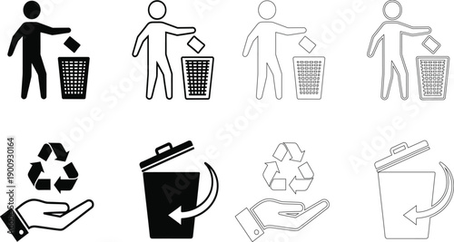 Recycling and Waste Management Icons A Set of Clean and Clear Symbols for Environmental Responsibility