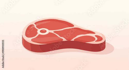 A raw T-bone steak, depicted in a flat cartoon style