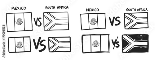 Mexico vs South Africa Flag Matchup Hand Drawn International Sports Icons