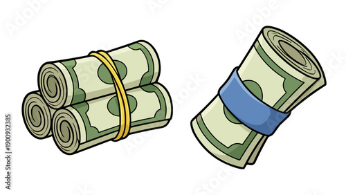 Kite surfing on the sea and beach with flying dollar banknotes symbolizing wealth, finance, and investment in a dynamic outdoor scene, Rolling cash dollar