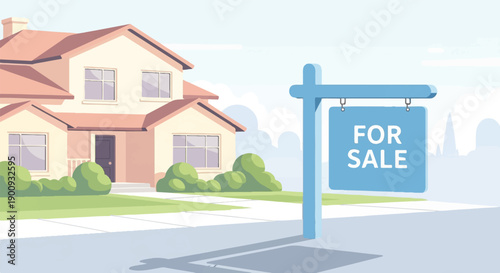 A pixelated house with a "For Sale" sign in the foreground