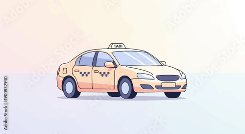 A light yellow sedan with a taxi sign on top