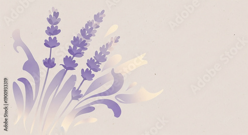 Stylized Lavender Flower Illustration on Textured Off-White Background