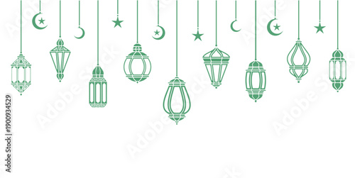 Islamic lanterns hanging for Eid al-Fitr background