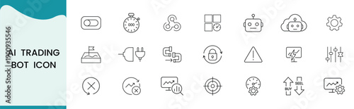 AI Trading Bot Icon Vector for Automated Stock Trading, Algorithmic Finance and Smart Investment App Design