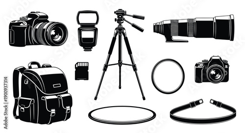 Set of Photography Equipment Icons