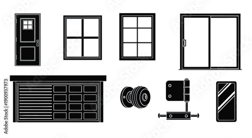 Bild auf Leinwand Set of Doors and Windows Icons