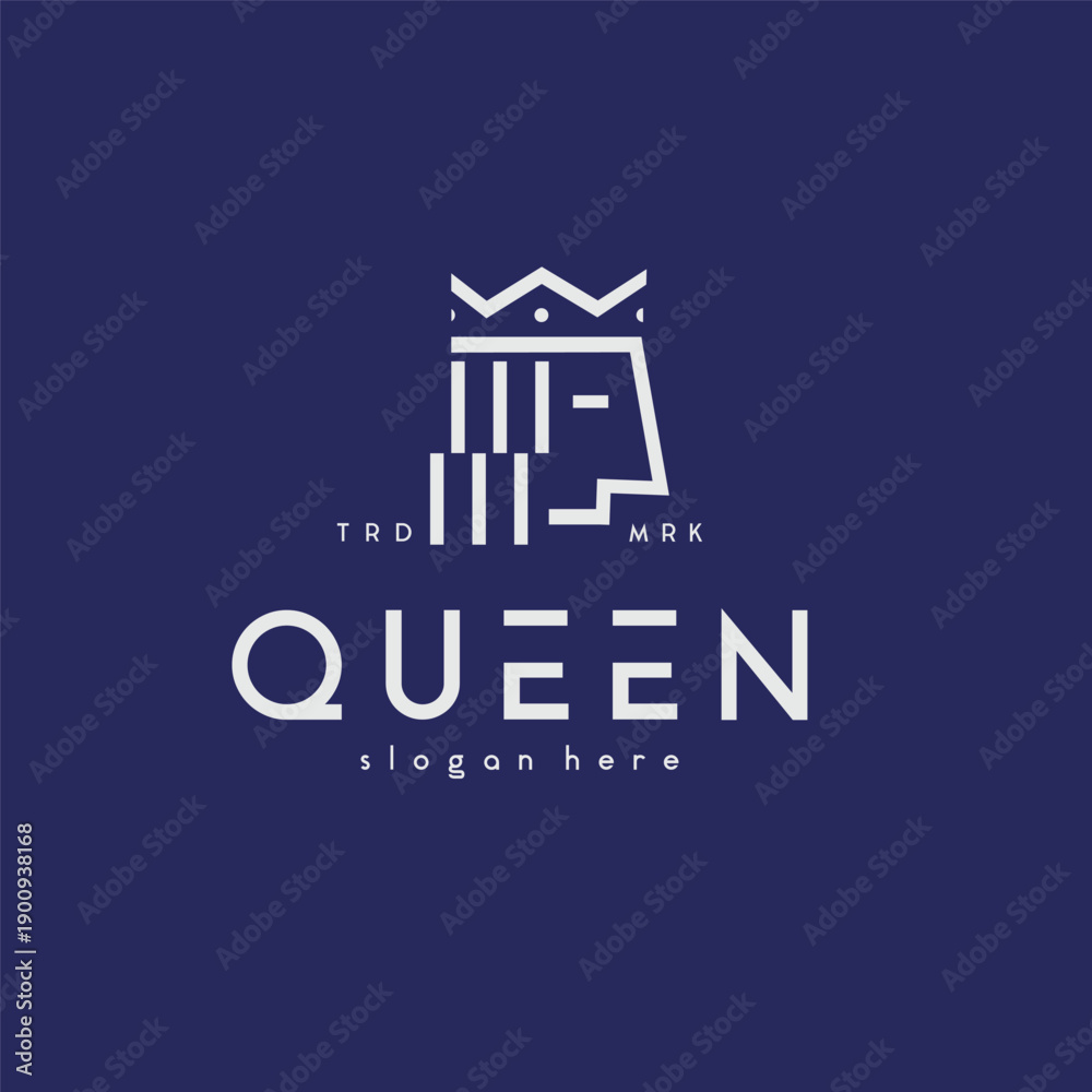 Fototapeta premium Abstract queen head logo line icon design template flat vector