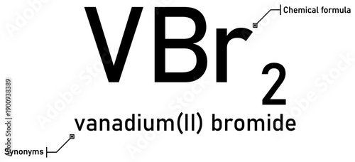 Vanadium (II) bromide chemical formula with callout titles