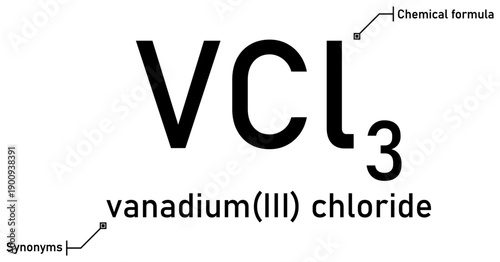 Vanadium (III) chloride chemical formula with callout titles