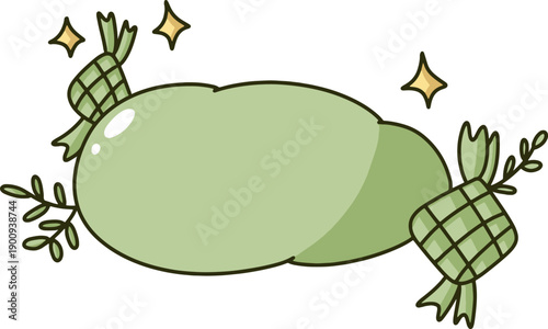 Ketupat Label Frame Eid Illustration