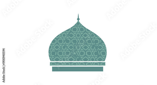Islamic culture dome with intricate geometric pattern on white background, traditional mosque architecture element representing spiritual concepts and unity