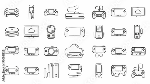 Collection of various electronic devices icons.