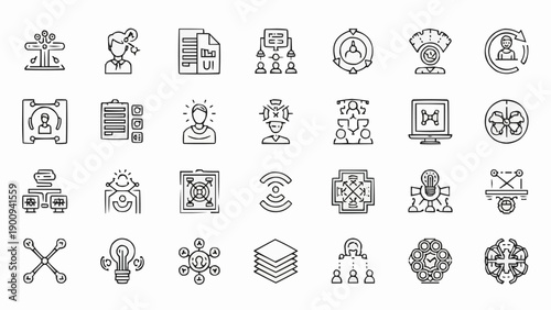 Black and white business icons set.