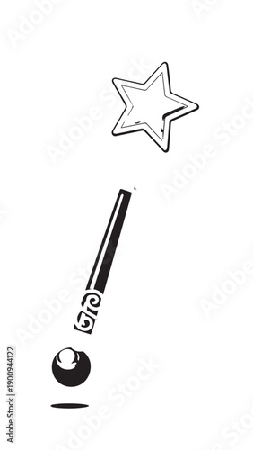 Stylized star above a minimalist makeup applicator illustration.
