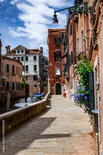 View of the narrow streets and alleys of Venice (Italy)