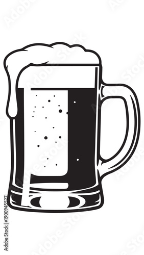 Frosty beer mug with frothy head and inviting glass presentation.