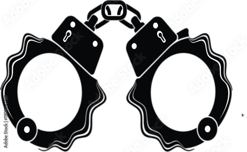 Handcuffs Silhouette Vector Illustration in Black Showing Law Enforcement Restraint Symbol for Police Justice Crime Security and Legal System Design